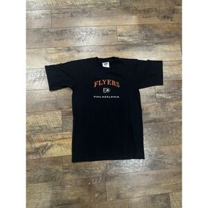 Vintage 90s Y2k Philadelphia Flyers Embroidered Tee Shirt Lee Sport Black Medium